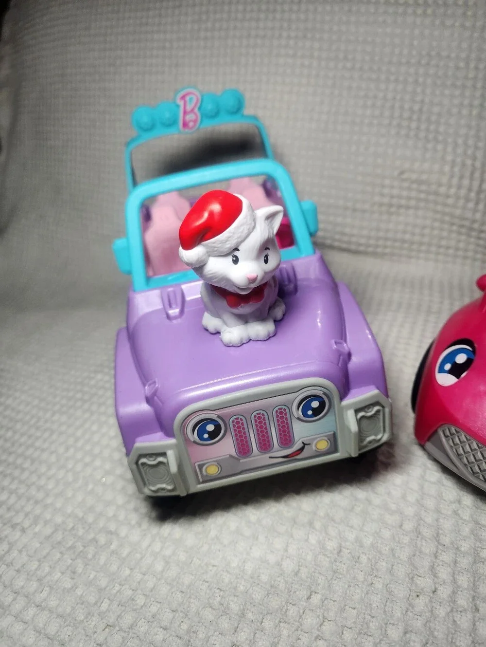 Little People Barbie Pink Convertible Car and Purple Jeep W/ 2 Barbie Figures